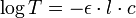 \log T = -\epsilon \cdot l \cdot c\,\!