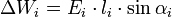 \Delta W_i = E_i \cdot l_i \cdot \sin \alpha_i