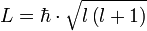  L = \hbar \cdot \sqrt{l \left( l + 1 \right)} 