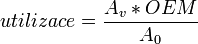 utilizace=\frac{A_v*OEM}{A_0}