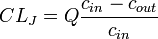 
CL_{J}=Q\frac{c_{in}-c_{out}}{c_{in}}
