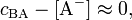 c_{\mathrm{BA}} - [\mathrm{A}^{-}] \approx 0,