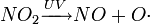 NO_2 \xrightarrow{UV} NO + O \cdot 