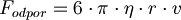  F_{odpor} = 6 \cdot \pi \cdot \eta \cdot r \cdot v 