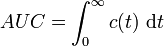 
  AUC = \int_0^{\infty} c(t)\;\mathrm{d}t
