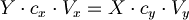 Y \cdot c_x \cdot V_x = X \cdot c_y \cdot V_y 