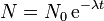 N = N_0\,\mathrm{e}^{-\lambda t}