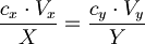 \frac{c_x \cdot V_x}{X} = \frac{c_y \cdot V_y}{Y}