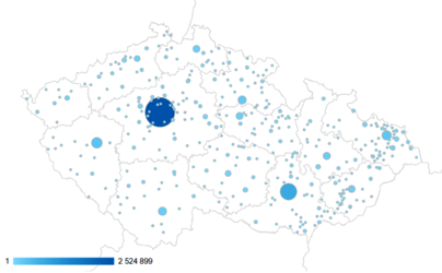 Mapa rozložení uživatelů v ČR
